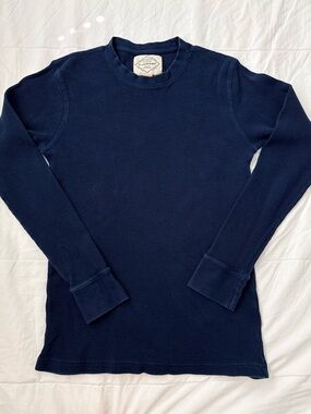 St. John's Bay Men's Navy Blue Waffle Knit Thermal Long Sleeve Shirt Small